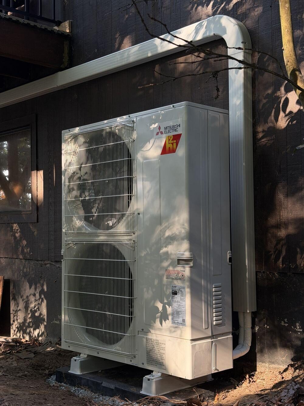 Mitsubishi heat pump condenser installed by Northwest Thermal Solutions