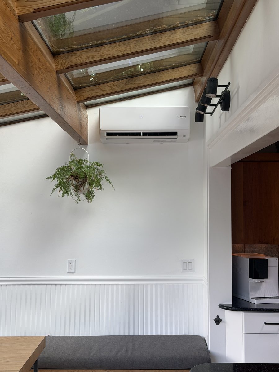Bosch wall-mounted mini-split head installed by Northwest Thermal Solutions